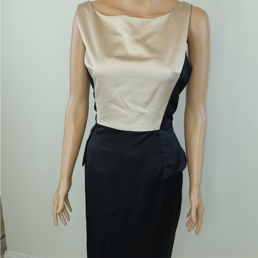 Maggy London Black and Cream Midi Dress - Picture 5 of 8